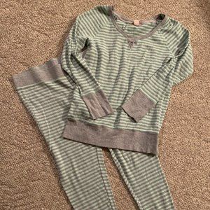 Victoria Secret Pajama Pants and Top - Lime w/sparkle Gray - Size Large